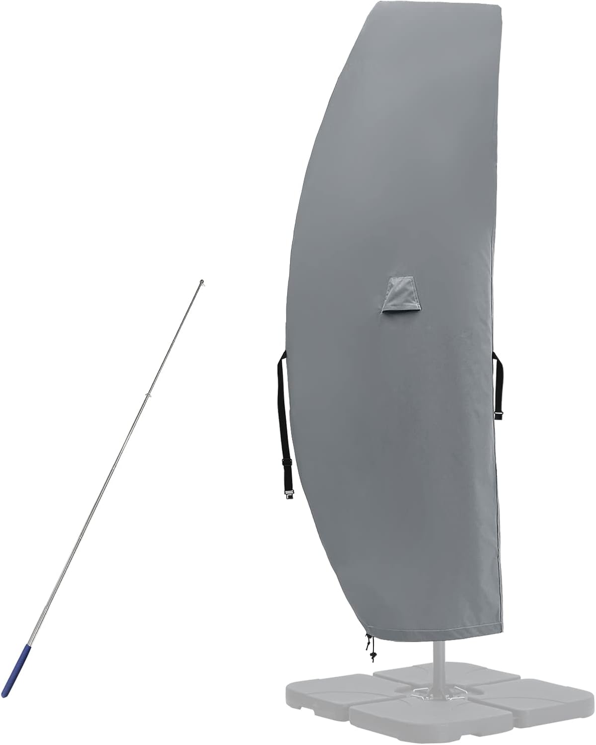 Grey 600D Offset Parasol Cover, 14 ft - Image 2