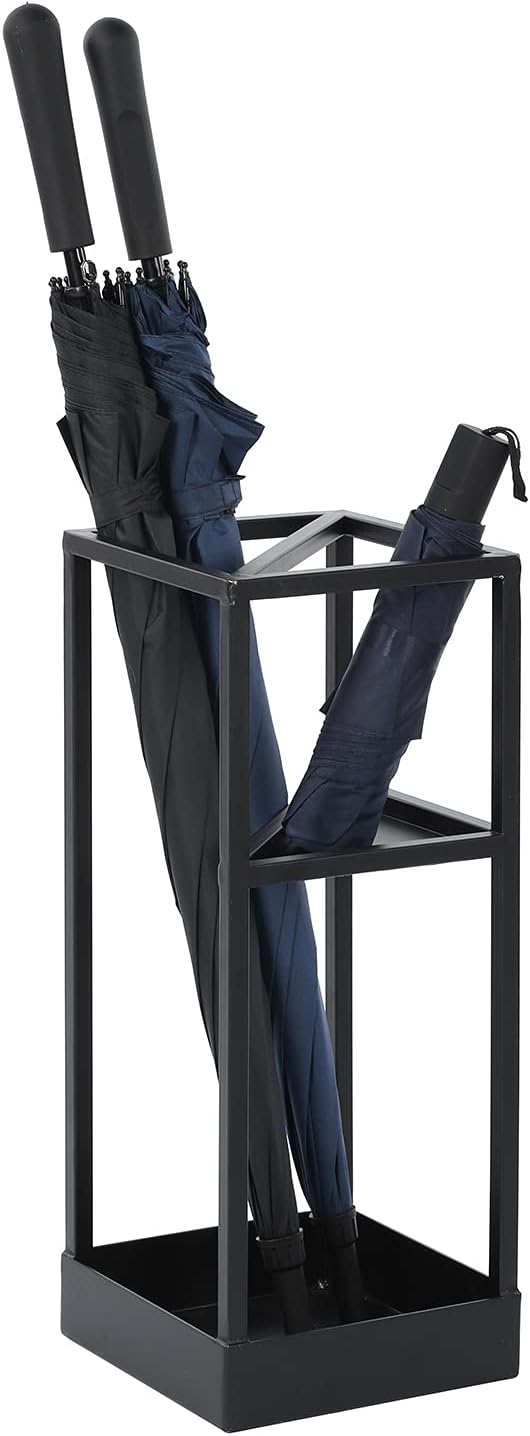 20 in Tall Black Metal Geometric Umbrella Stand - Image 2