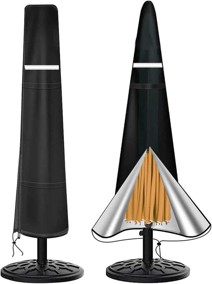 Outdoor Parasol Cover with Zip and Storage Pouch