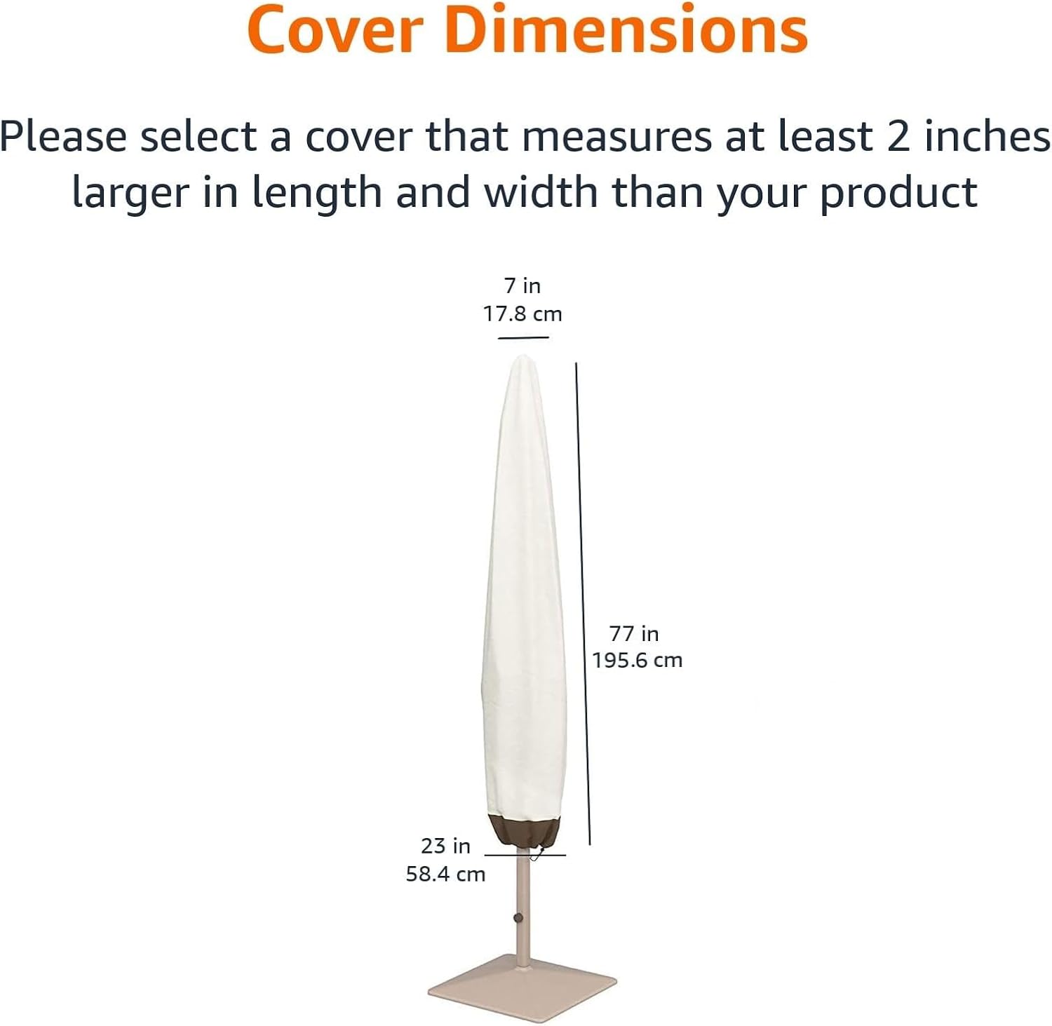 Beige White Parasol Cover, 7x23x76 in - Image 2