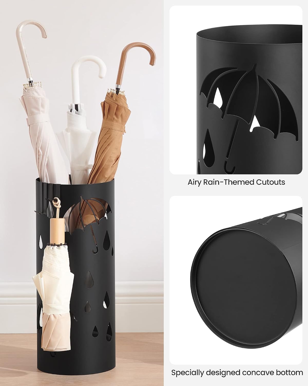 Round Steel Umbrella Stand, 6.7x6.7x16.1 in