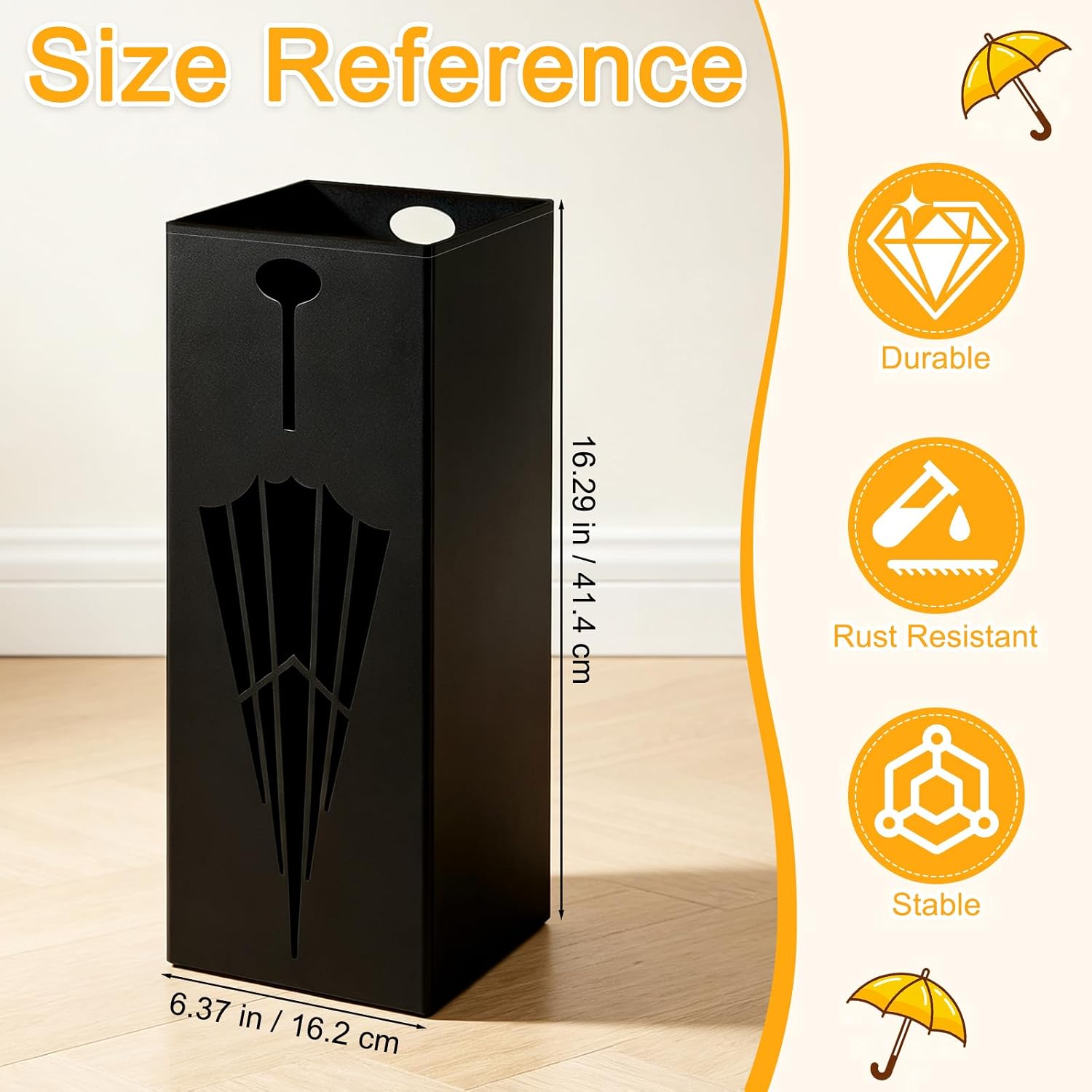 Square Metal Umbrella Stand and Holder for Entryways - Image 2
