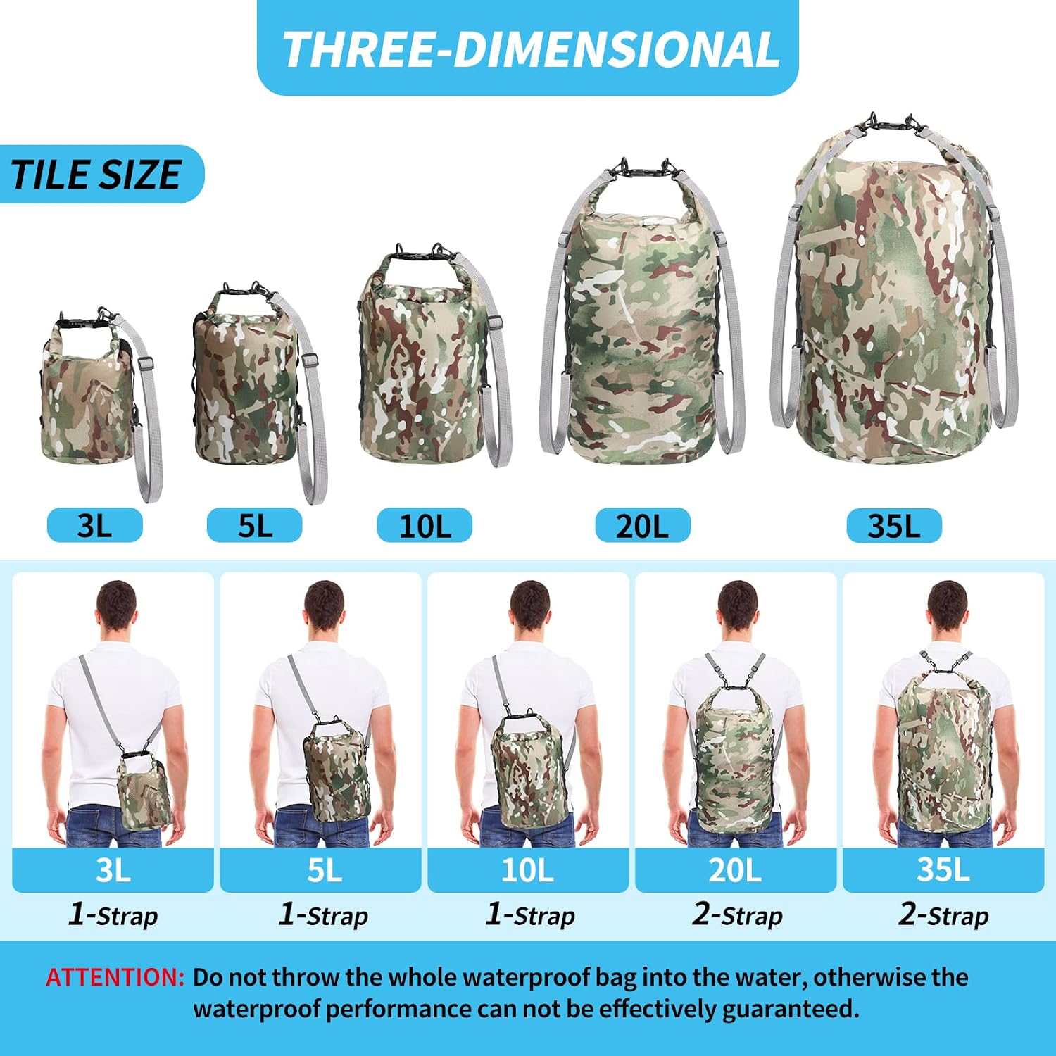 3 L Lightweight Waterproof Dry Sack with Strap - Image 2