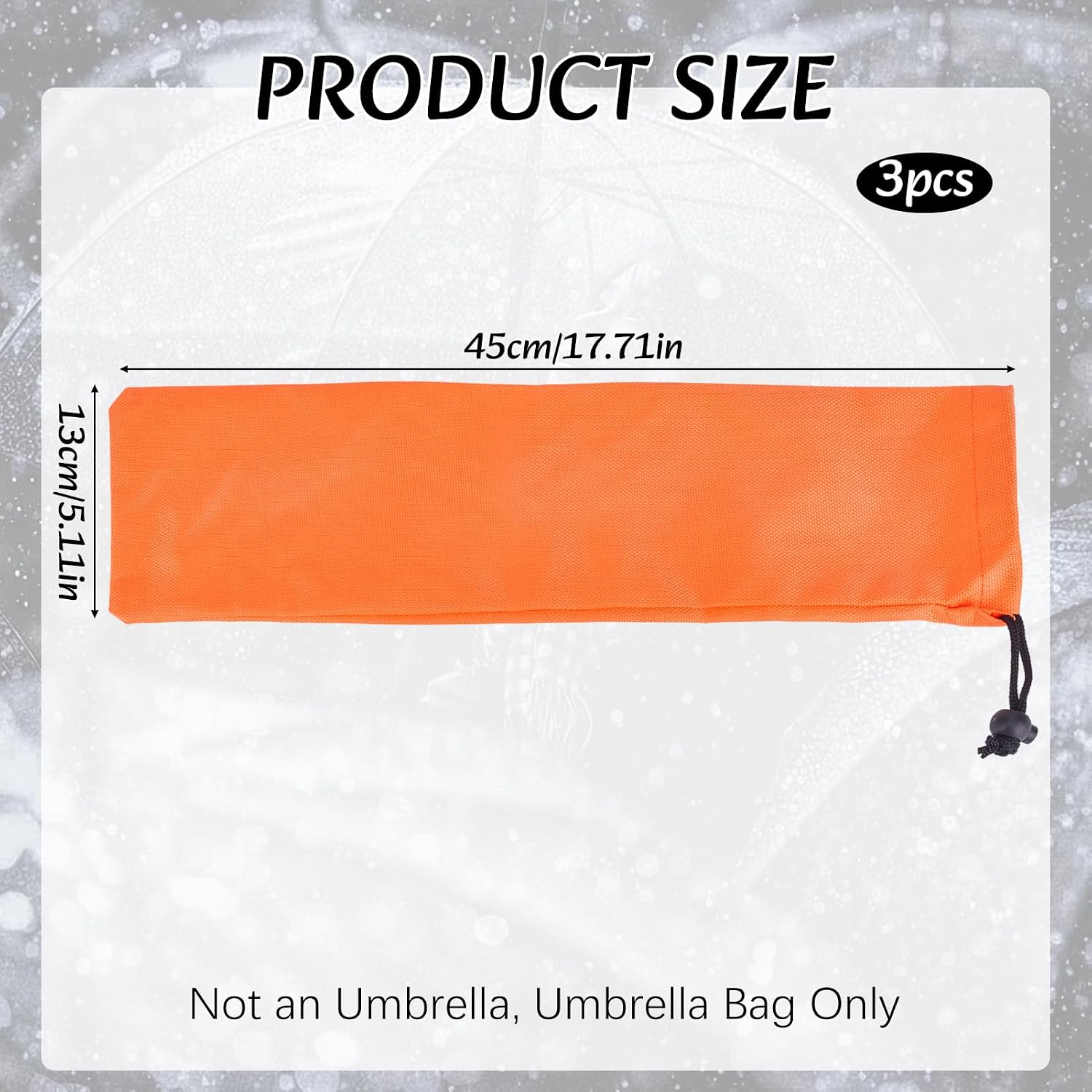 Orange 3-Piece Oxford Waterproof Umbrella Pouch Set - Image 2
