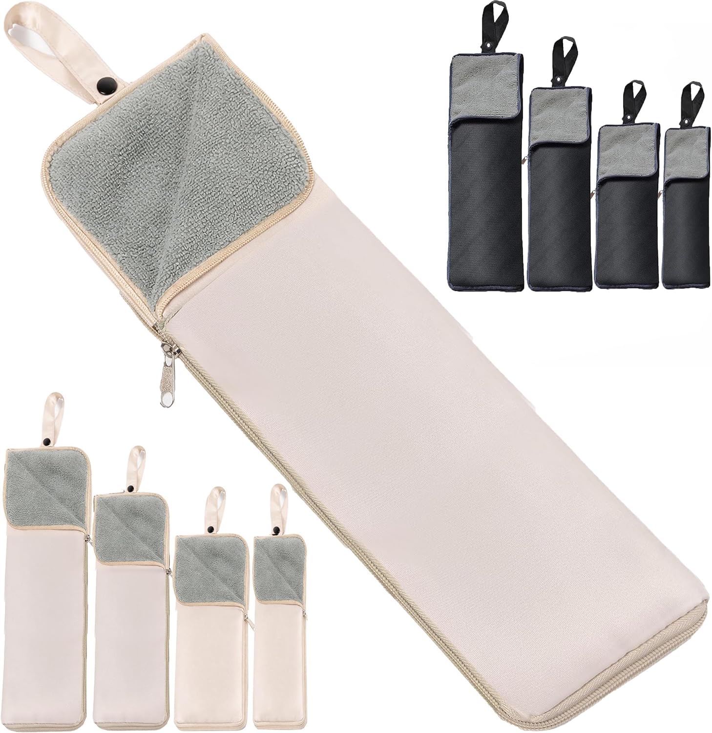 Beige Compact Absorbent Microfibre Folding Umbrella Pouch