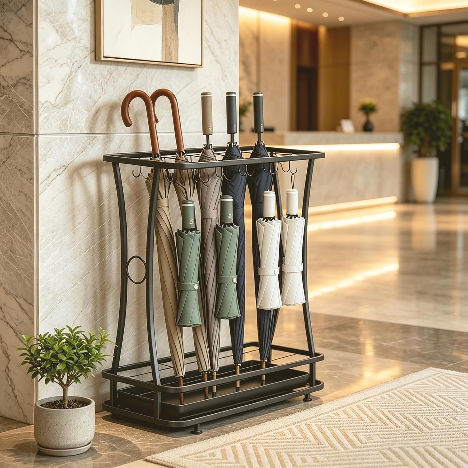 Large Commercial Umbrella Stand, 21 Slots, 24 Hooks