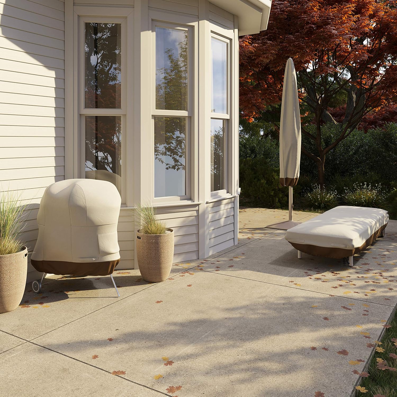 Beige White Parasol Cover, 7x23x76 in